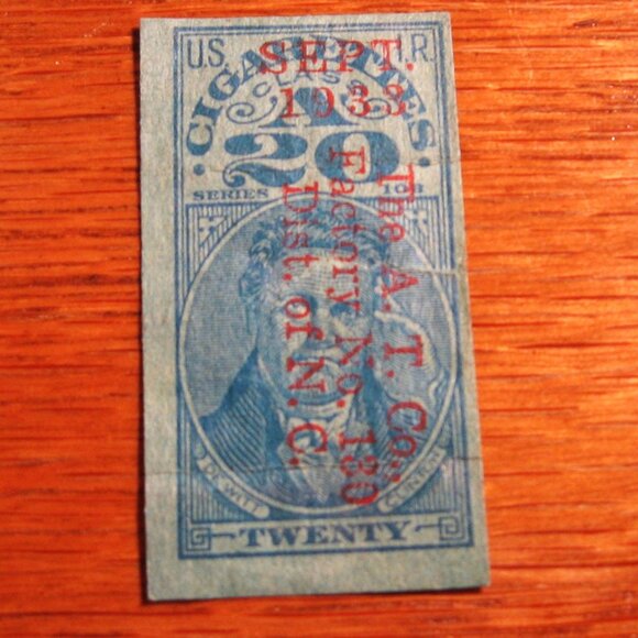 Internal Revenue 20 cent Cigarette stamp Series 104 - Picture 1 of 1